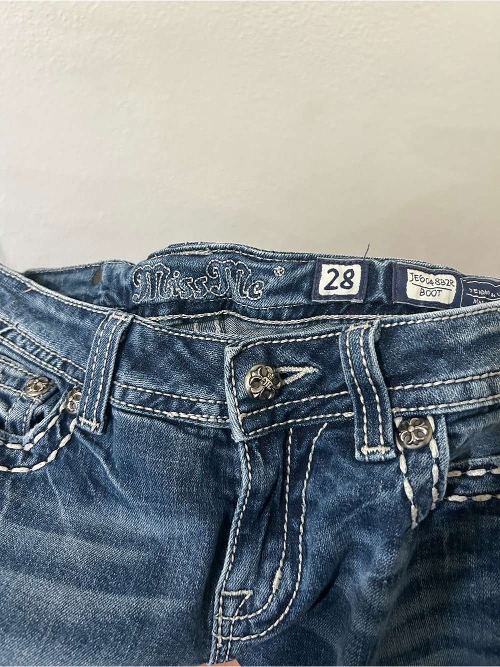 Women’s Embellished Back Pocket Bootcut Miss Me Jeans - Medium Blue - Picture 4 of 6